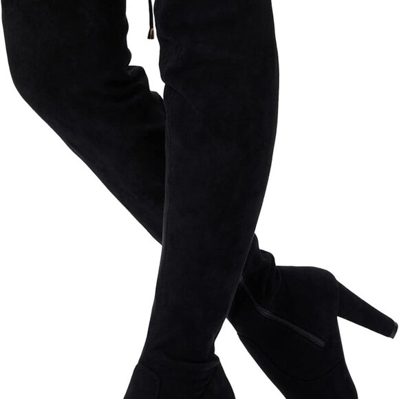 Women's Thigh High Over The Knee Boots Suede Fashion Long 3.5 Inch Heel Boots wi - Picture 1 of 7